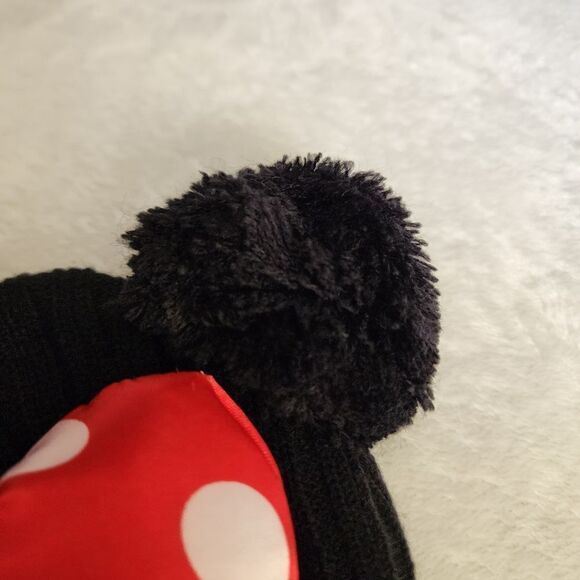 Minnie Mouse Inspired Childs Beanie Hat with Bow - Picture 4 of 6